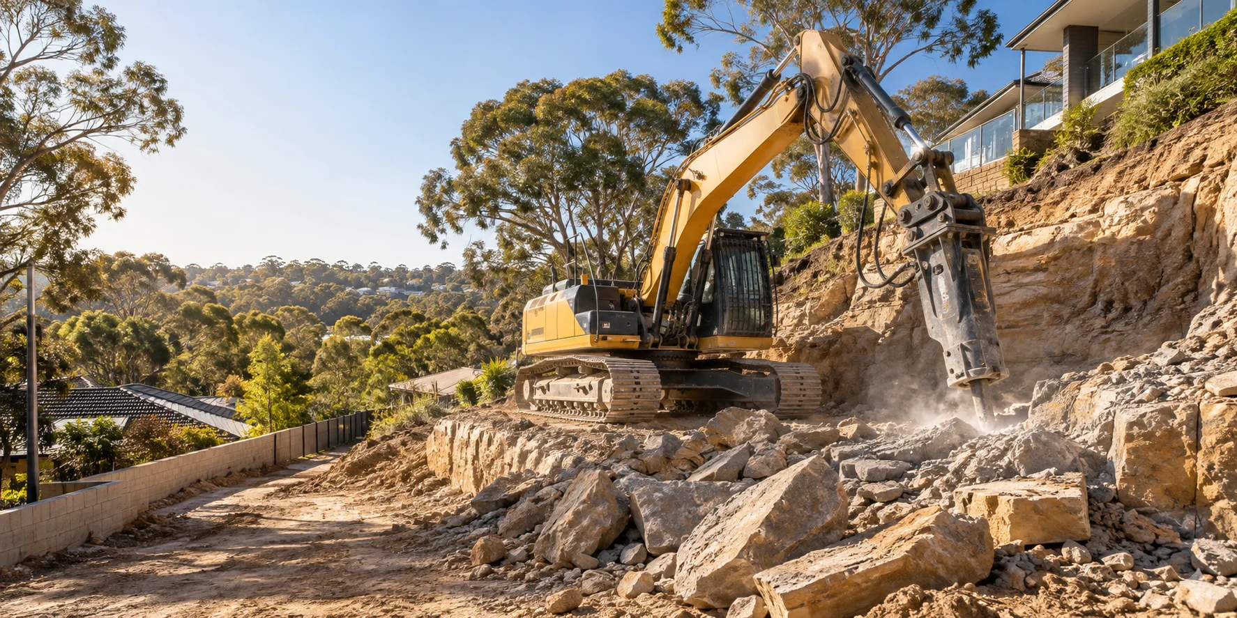Illustration of rock excavation works