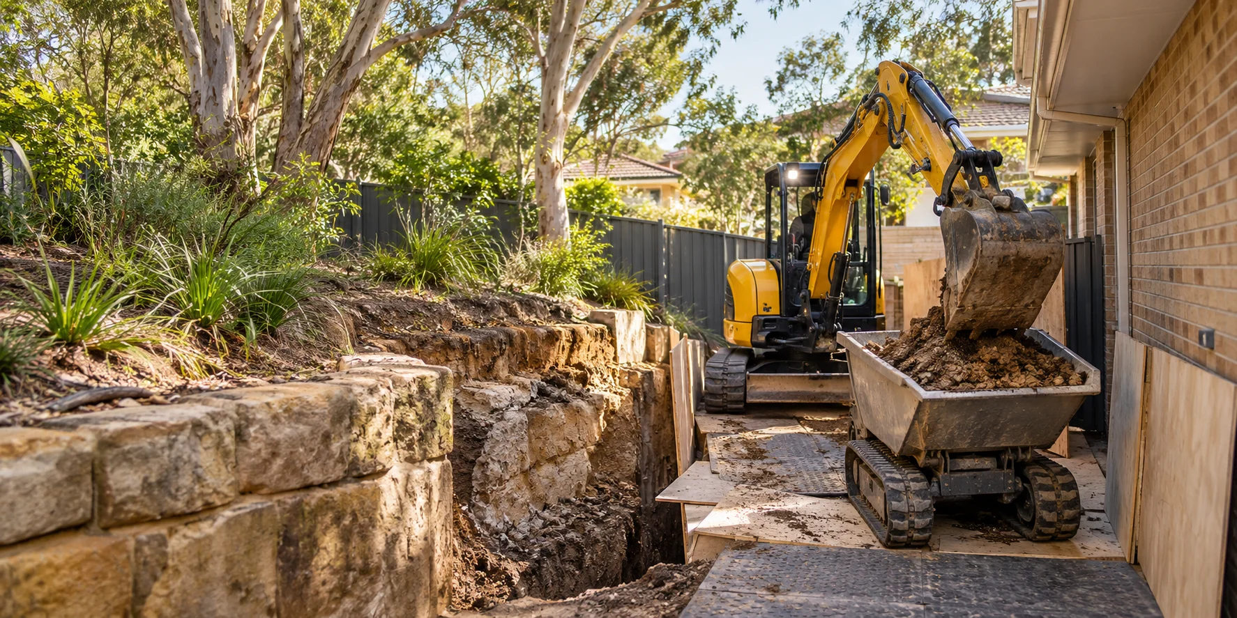Illustration of tight access excavation works
