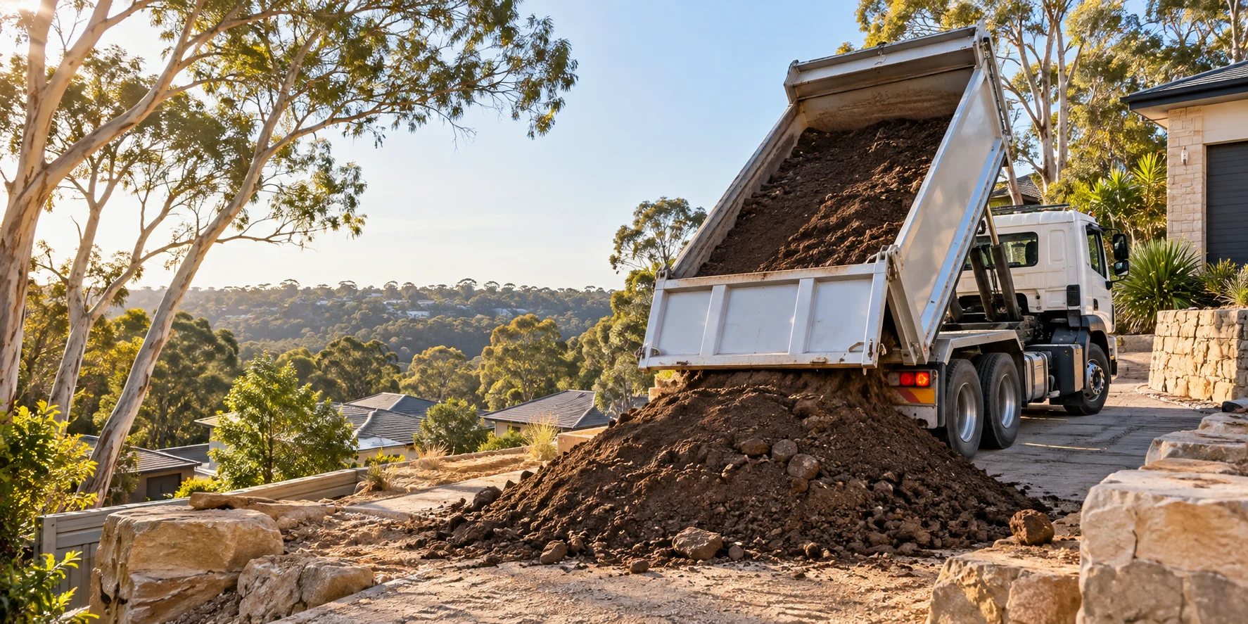 Illustration of tipper truck services works