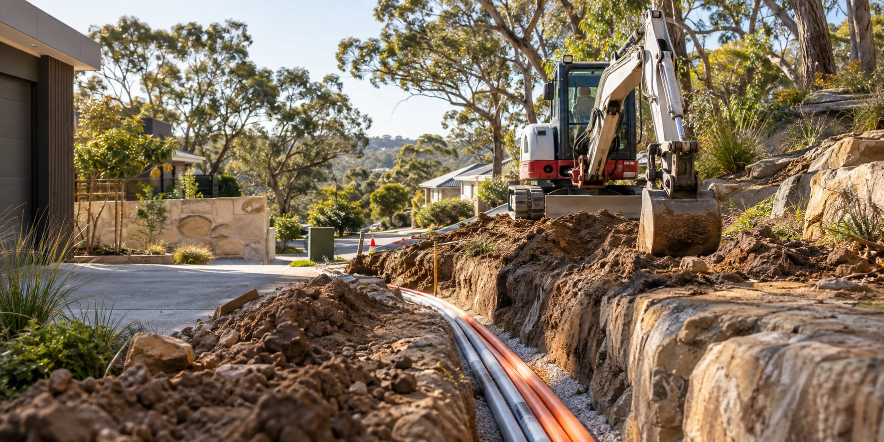 Illustration of trenching for power/nbn/cabling works