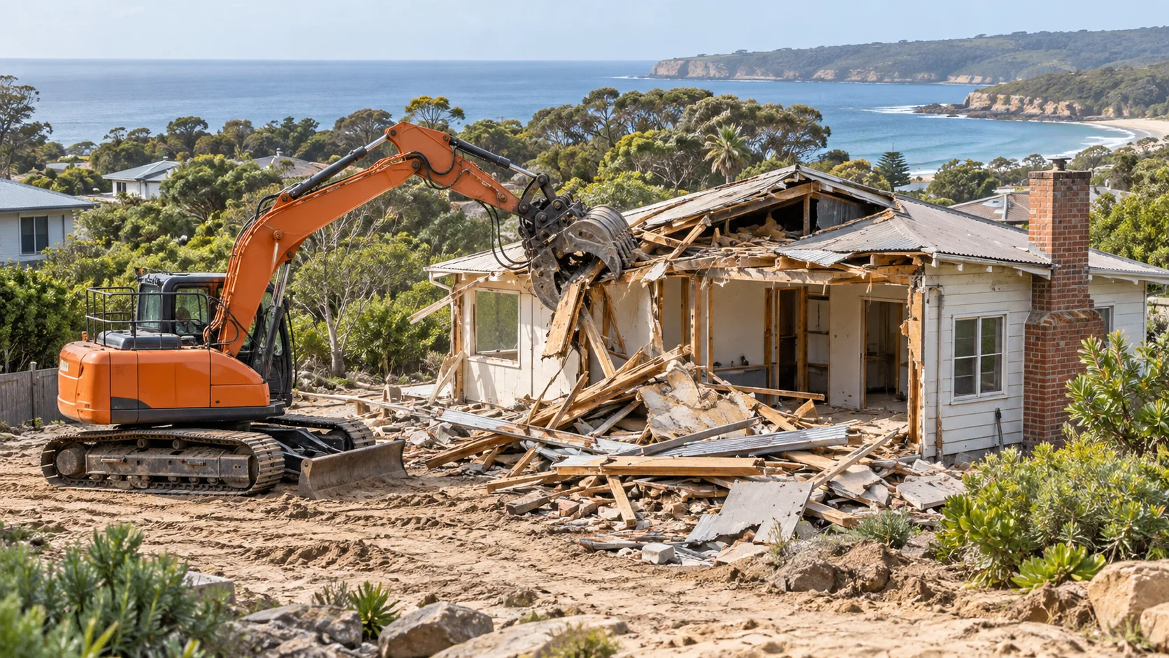 AI-generated illustration of demolition in Bundeena